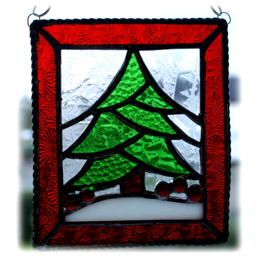 Christmas Tree Stained Glass Framed Suncatcher 