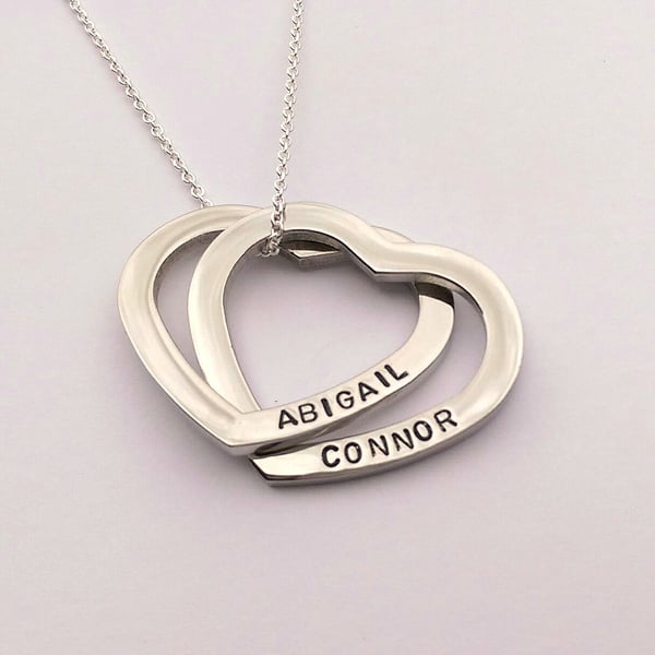 Interlinking hearts personalised necklace - russian wedding ring heart necklace