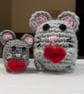 Crochet Mouse with Heart - Handmade Amigurumi - Small or Large - Colour Options
