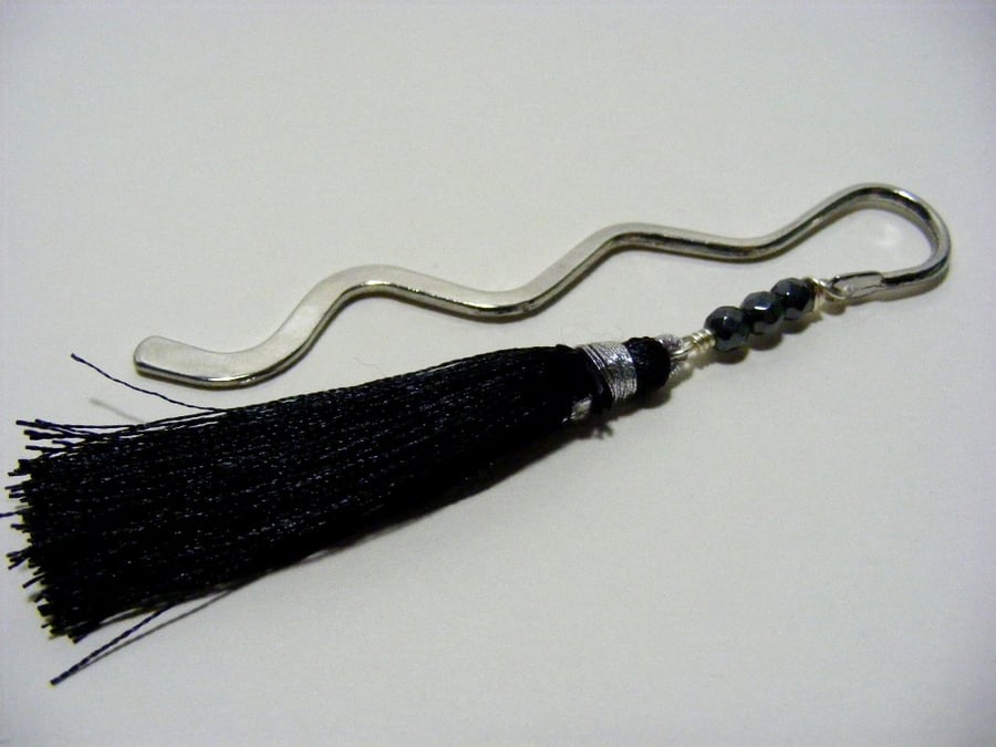 Black Hematite with Tassel Bookmark.