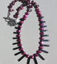Black Hematite & Purple Pearl Gemstone Statement Cleopatra Fan Beaded Necklace - Image 4