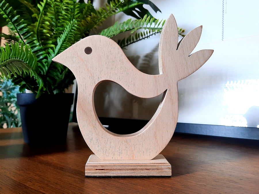 Large Dala Lovebird Ornament Handmade Wooden Birch Ply Hygge