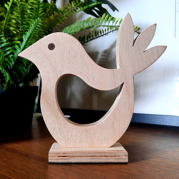 Large Dala Lovebird Ornament Handmade Wooden Birch Ply Hygge