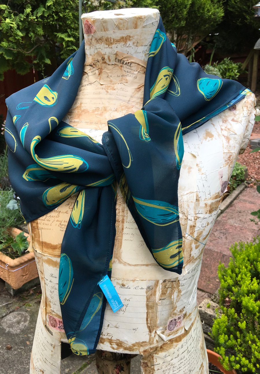 Abstract ovals on a square scarf