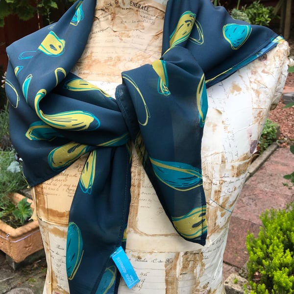 Abstract ovals on a square scarf