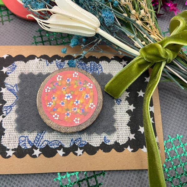 Wooden floral pin 