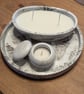 Black & White Marble Effect Eco-Resin Dish with Candle, Tray and Lidded Tealight