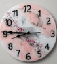 Handmade pink and white epoxy resin clock with hanger. Battery operated.