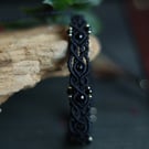 Black adjustable bracelet with natural stone black Tourmaline 
