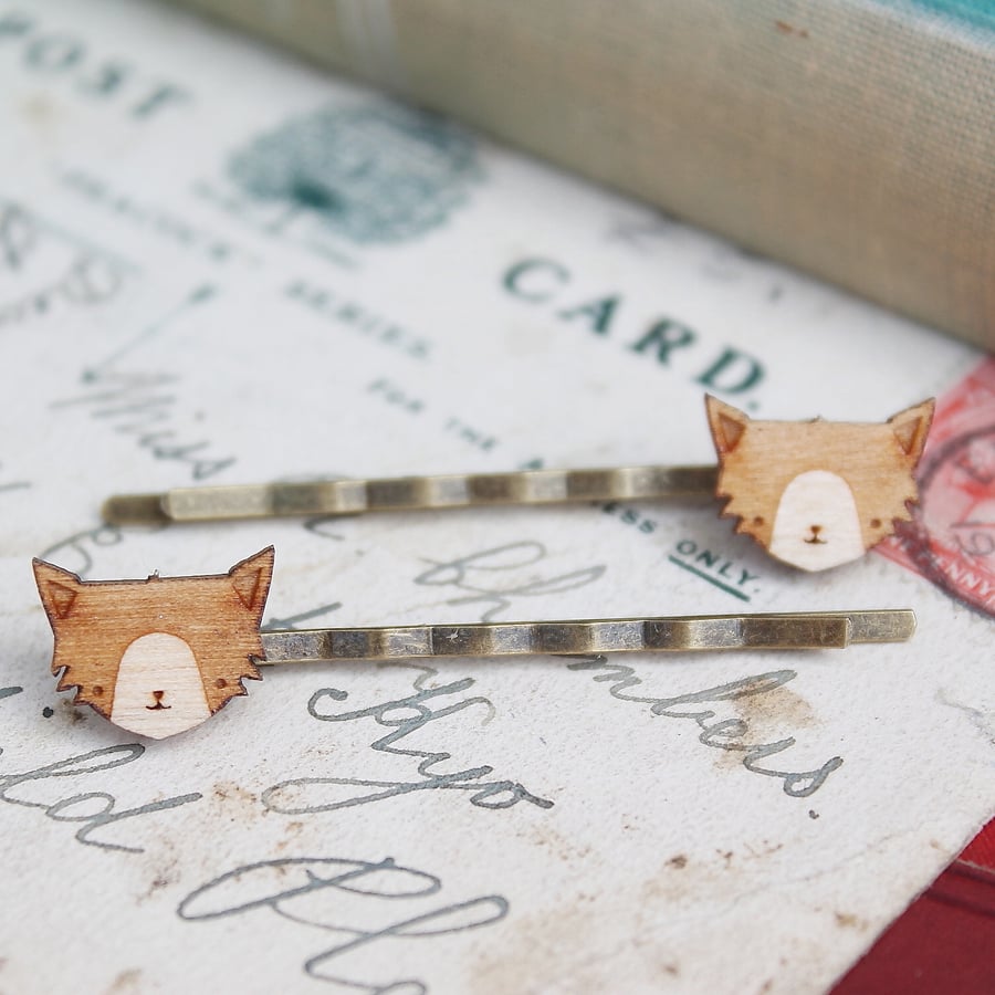 Wooden Cat Hair Grips