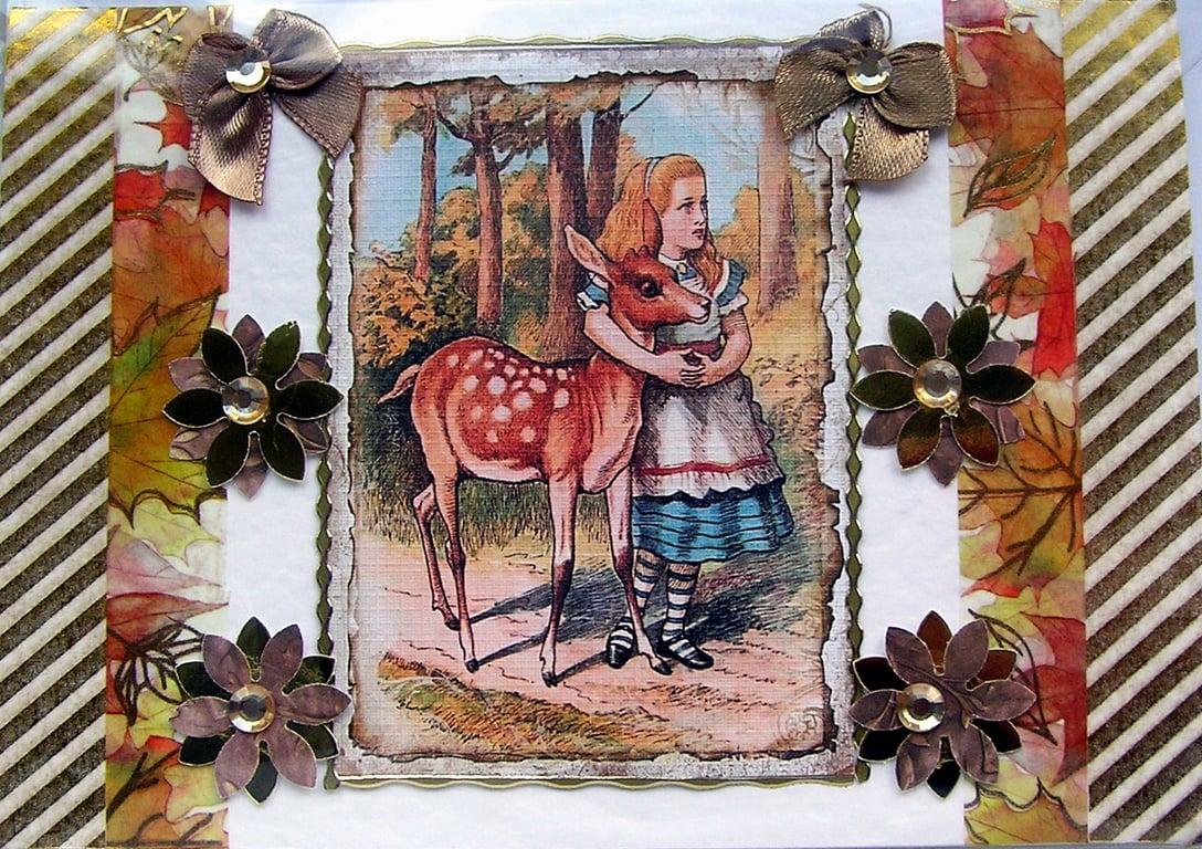 Alice in Wonderland - Hand Crafted Decoupage Greeting Card - Blank 2847