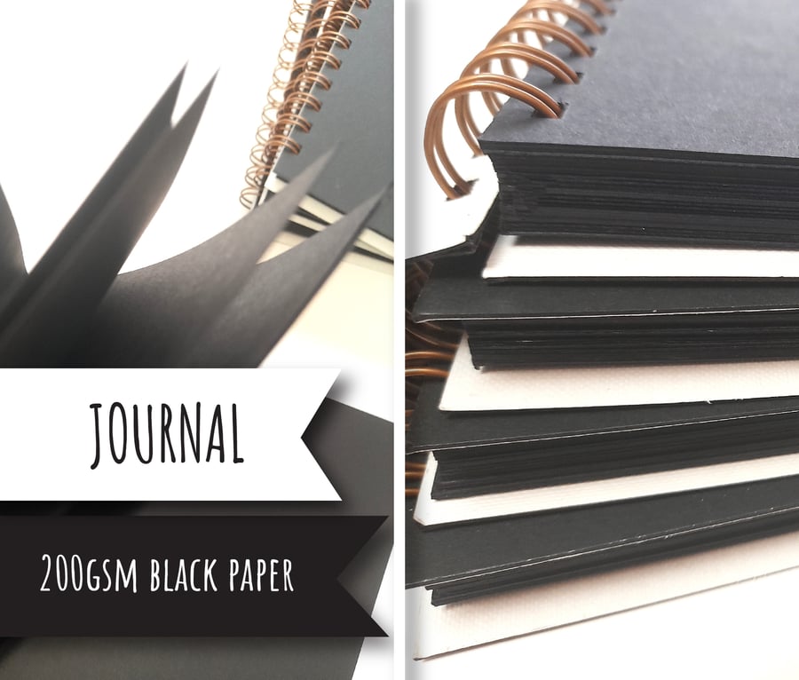 Large Black Page blank junk journal - notebook - smash book - glue book