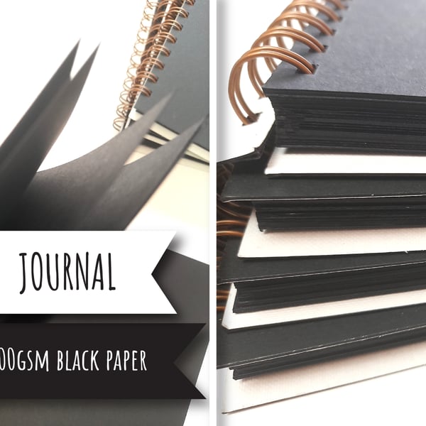 Large Black Page blank junk journal - notebook - smash book - glue book