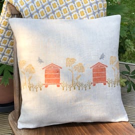 Decorative Hand Printed Cushion - Honey Bees