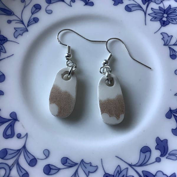 Handmade Drop Earrings, Broken Ceramic, Unique Earrings, Eco Friendly Gifts.