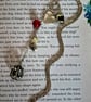Unique metal bookmark with bird in cage charm - Image 1