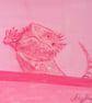 Pink Bearded Dragon Acrylic Painting with Gems on 6"x6" Chunky Box Canvas - Image 2