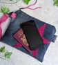Upcycled Denim Clutch Bag with Pink Sequin Star and Detachable Suede Strap - Image 5