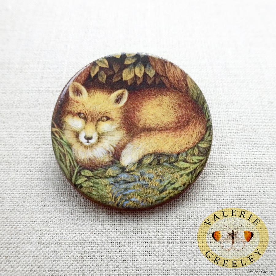 Fox ceramic brooch by Valerie Greeley