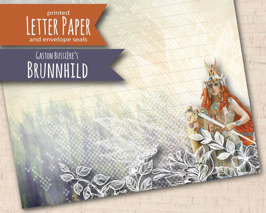 Letter Writing Paper Brunnhild by Gaston Bussiere, famous art stationery