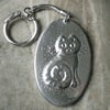 Handmade Cat Keyring in Silver Pewter
