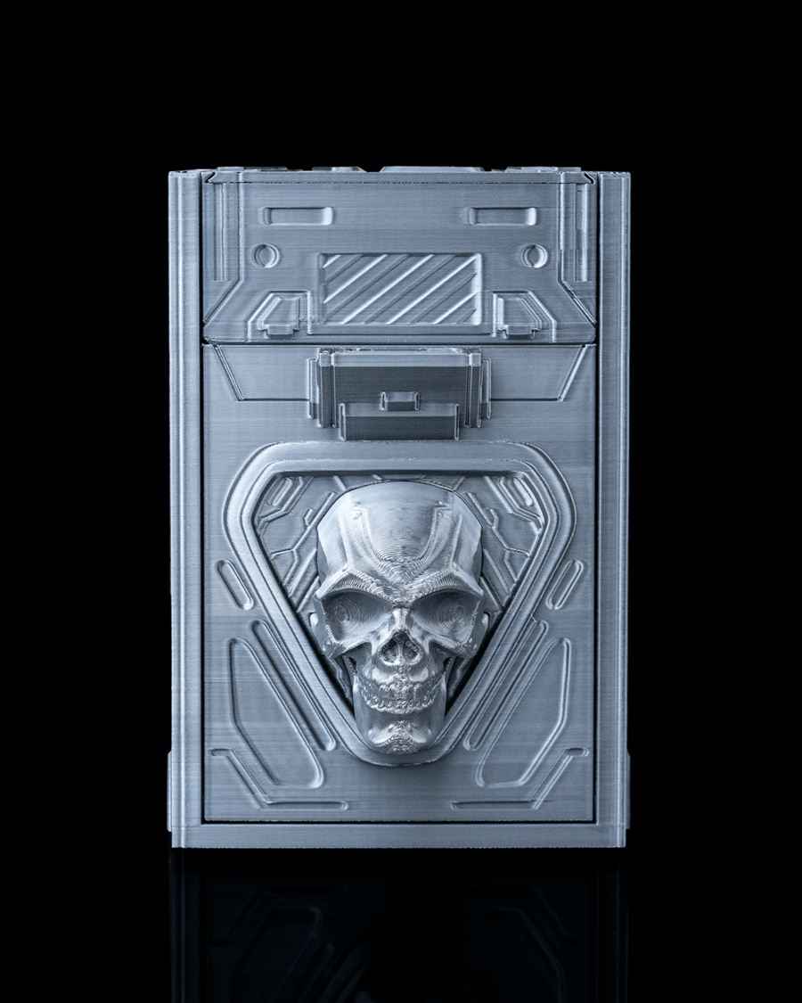 Gothic Sci-Fi Skull Deck Box: 3D Printed TCG Storage