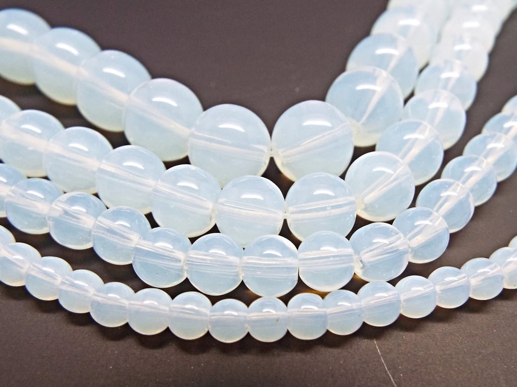 10mm Translucent Opalite Bead Rounds, White Faux Opal AA Craft Supplies