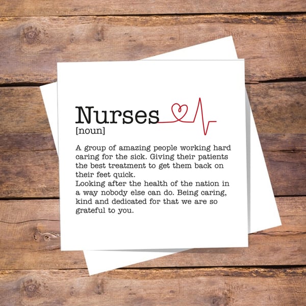 Nurses Definition Personalised Card - Birthday, Thank you