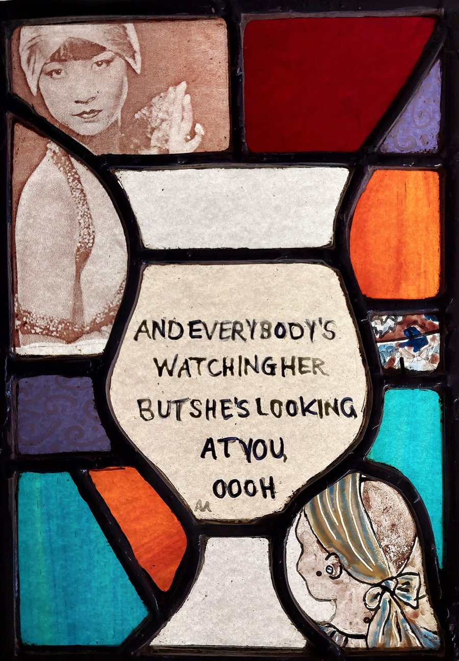 Contemporary Stained Glass Panel - She's Looking At You 