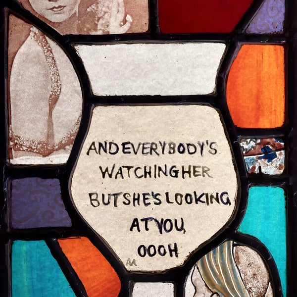 Contemporary Stained Glass Panel - She's Looking At You 