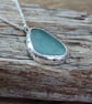 Sea glass necklace set in silver , bezel set  - Image 5