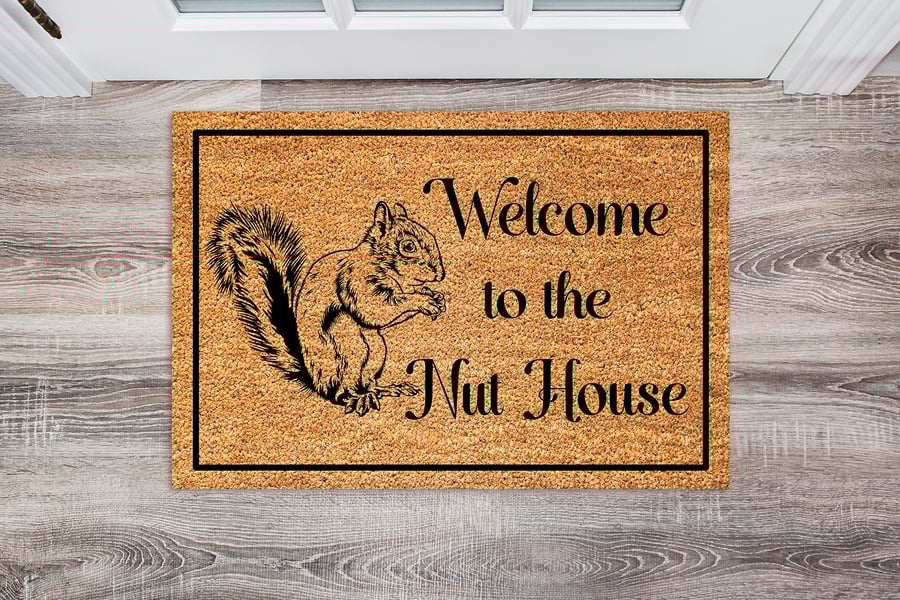 Welcome to the Nut House Door Mat - Squirrel Welcome Mat - 3 Sizes