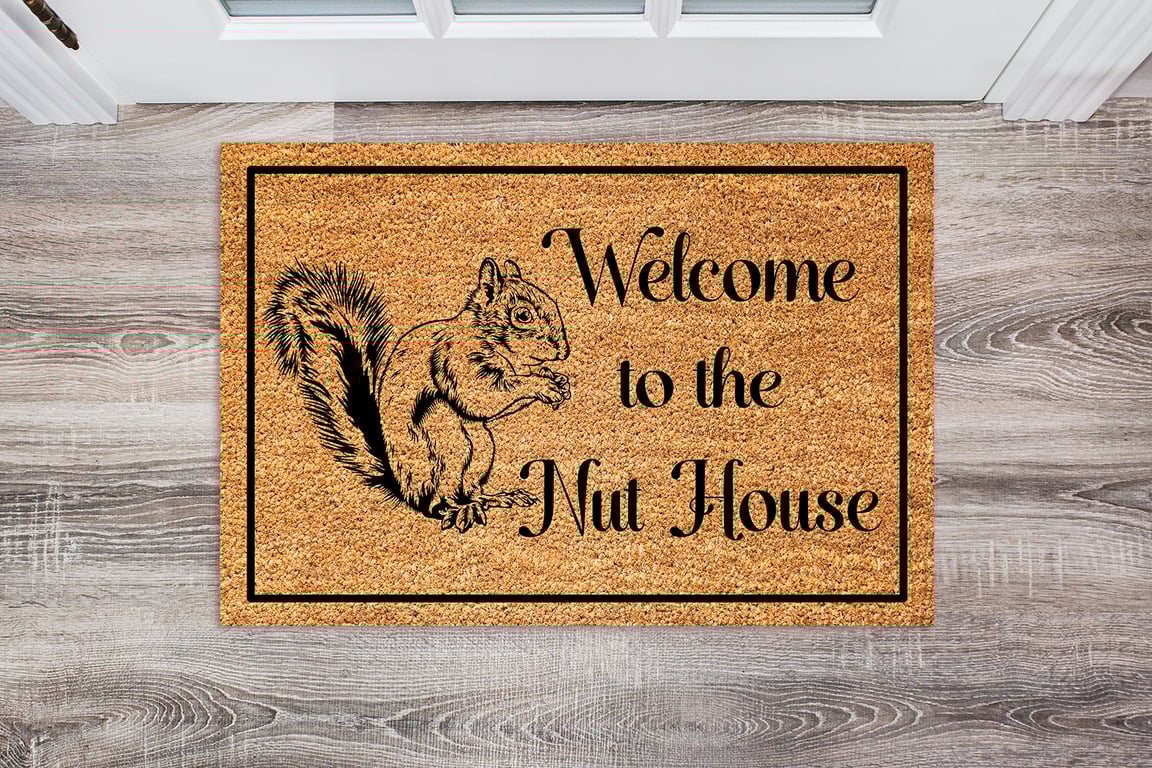 Welcome to the Nut House Door Mat - Squirrel Welcome Mat - 3 Sizes