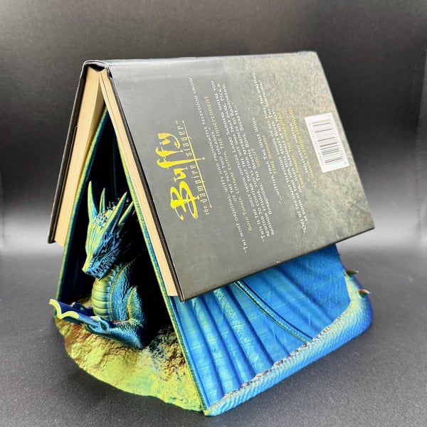 3D Printed Dragon Book Holder: Fantasy Reader Gift, Bookshelf Decor