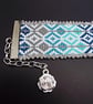 Handmade Miyuki Delica Loomed Bracelet in Blue, Grey & Silver with Frill Edge - Image 8