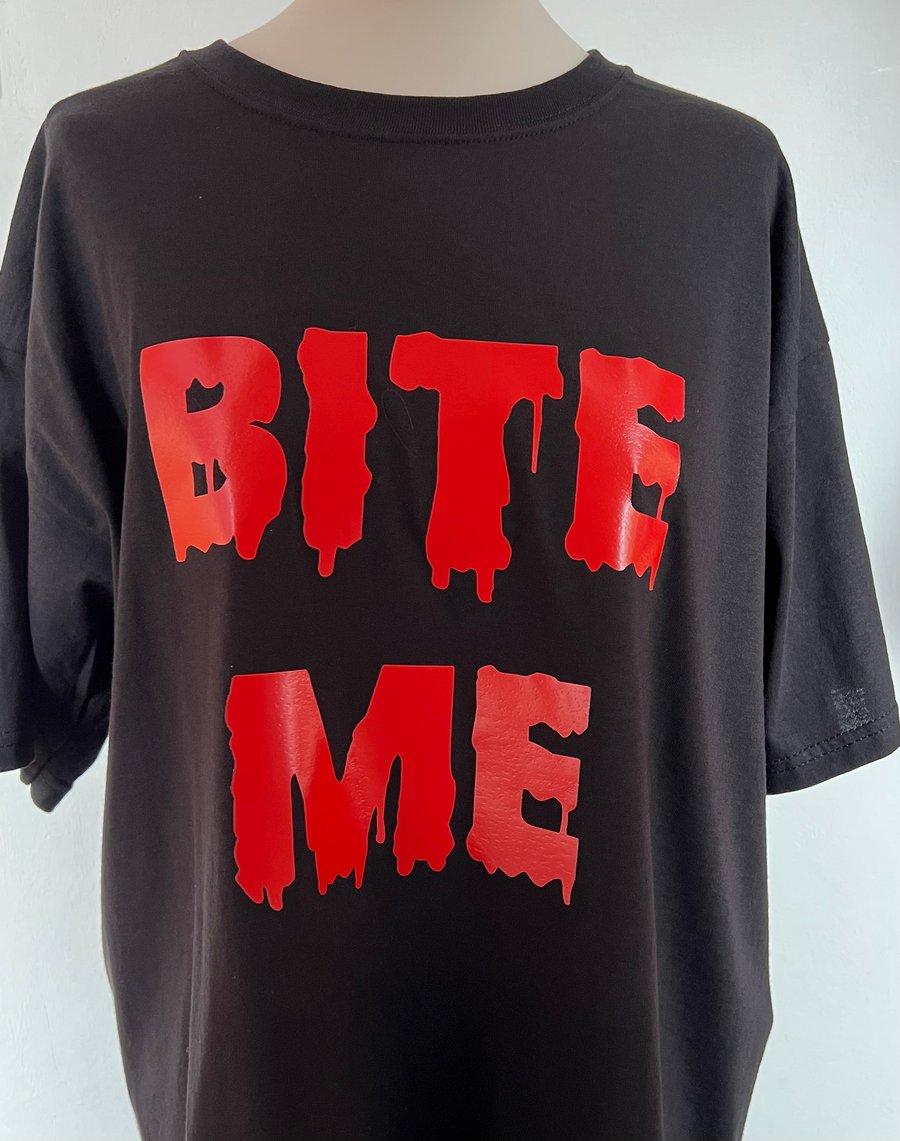 Customisable & Personalised Men's Women's Kid's Halloween T Shirt BITE ME