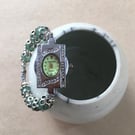 Upcycled Green Aventurine Gemstone Vintage Lady's CITIZEN Watch Bracelet