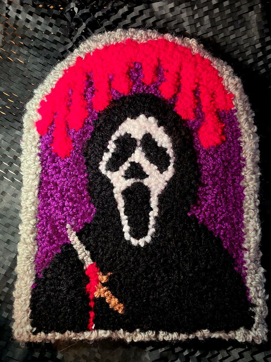 Scream Movie Ghost Face Inspired Church Window Punch Needle Art 