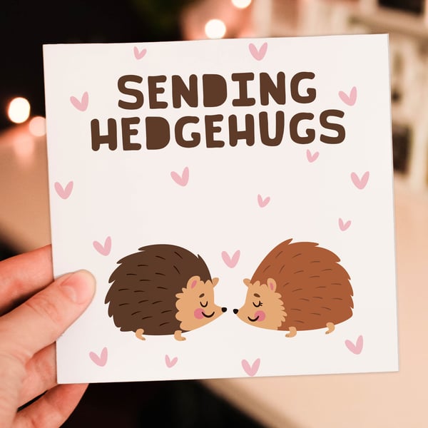 Thinking of you card: Sending hedgehugs