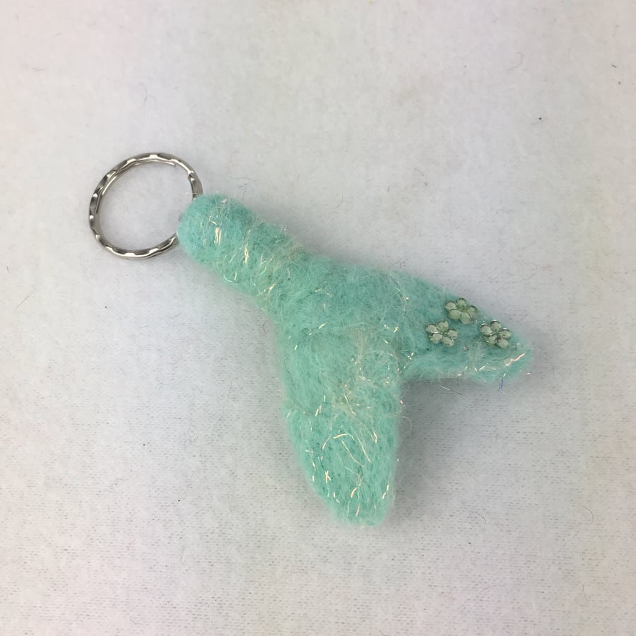 Seconds sunday - Mint green, needle felted mermaid tail keyring, bag charm
