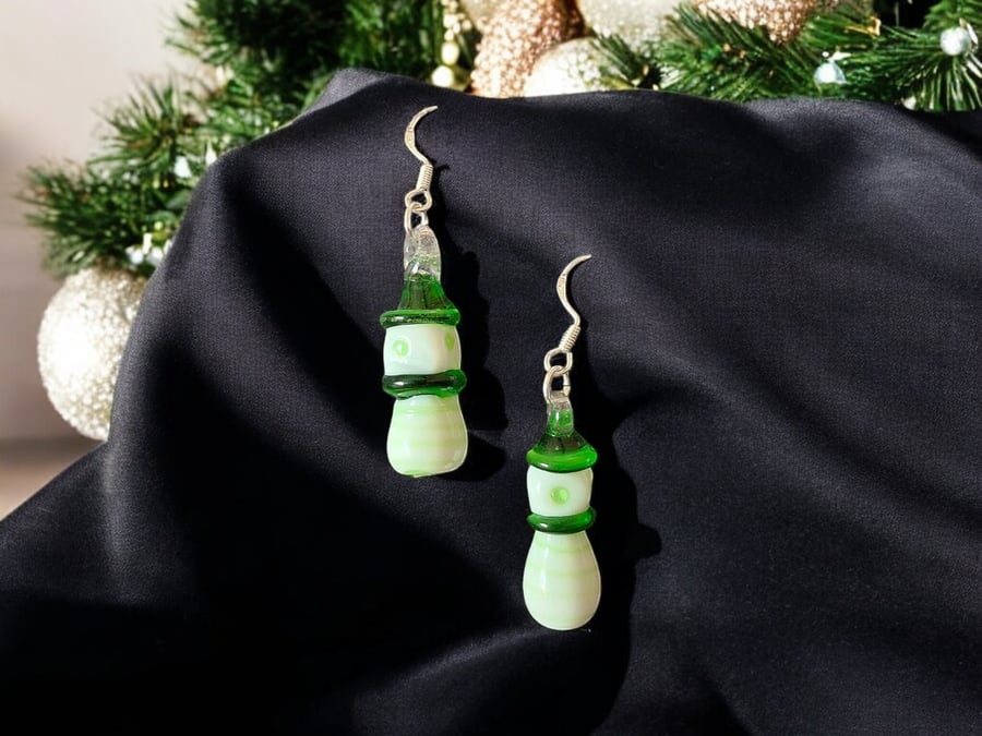 Murano glass Christmas earrings, festive earrings, glass bead earrings, Christma
