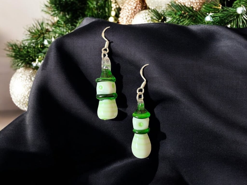 Murano glass Christmas earrings, festive earrings, glass bead earrings, Christma
