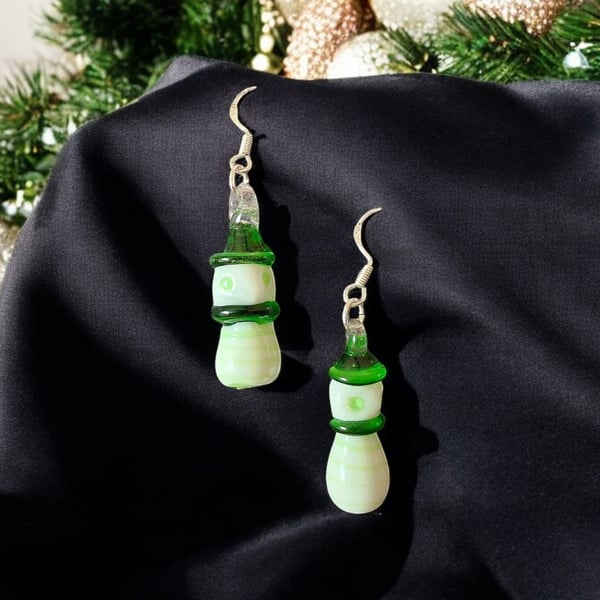 Murano glass Christmas earrings, festive earrings, glass bead earrings, Christma