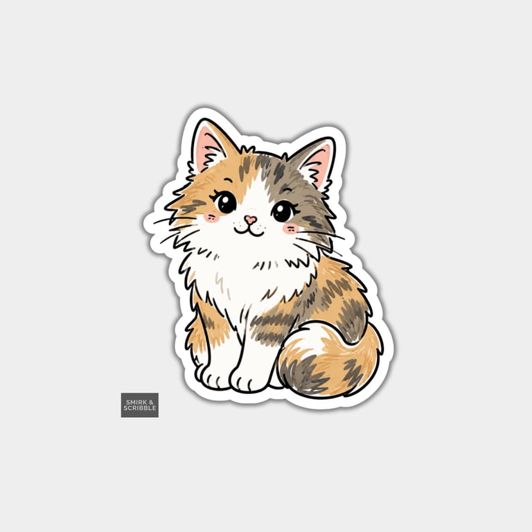 Funny Vinyl Die Cut Sticker For Adults - Cute Cat Sitting