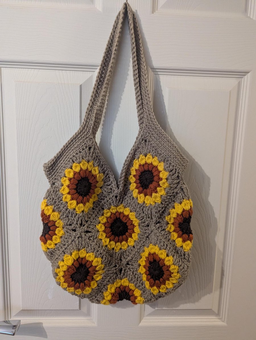 Sunflower Crochet bag, granny square bag