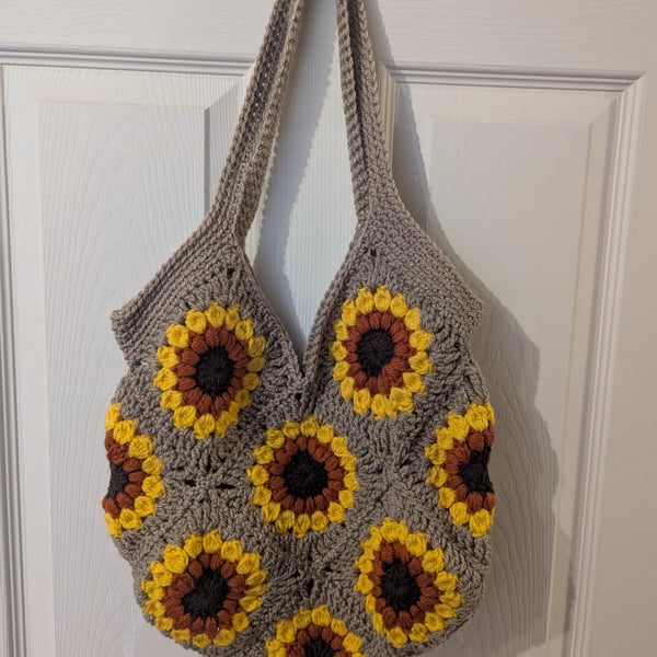 Sunflower Crochet bag, granny square bag