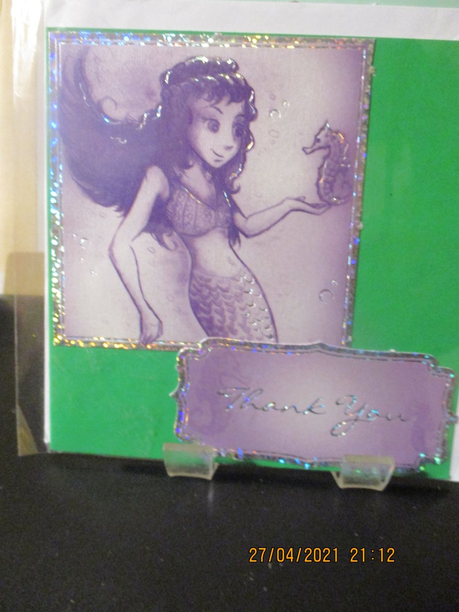 Thank You Mermaid and Seahorse Card