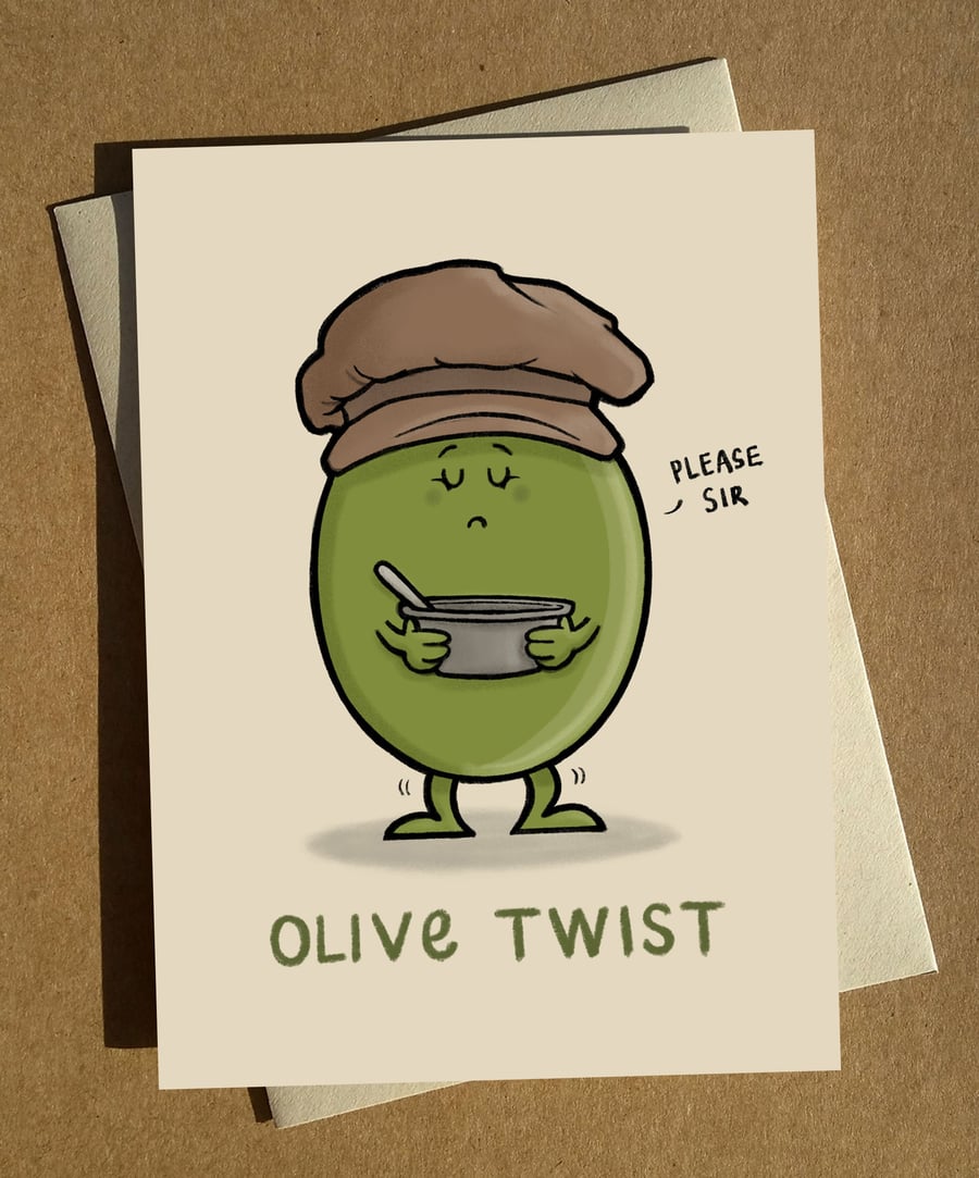 Olive Twist - Greeting Card A6 - Birthday Card - Funny Pun Joke Humour Card
