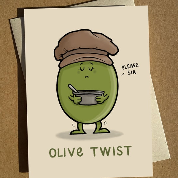 Olive Twist - Greeting Card A6 - Birthday Card - Funny Pun Joke Humour Card