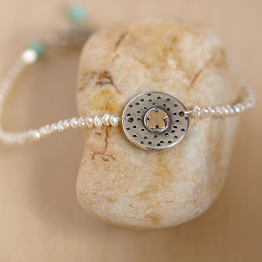 reverse flower bracelet with pearls